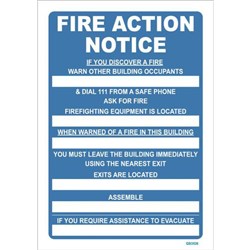 Fire Action Notice Safety Sign 240x340mm