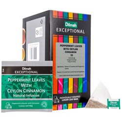 Dilmah Exceptional Peppermint & Cinnamon Individually Wrapped Luxury Leaf Tea Bags, Box of 50