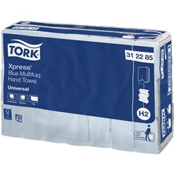 Tork H2 Multifold Paper Towel 312285 Blue, Carton of 21