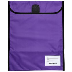 Warwick Homework Book Bag Hook & Loop XL 450x360mm Purple