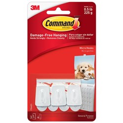 Command™ Adhesive Hooks Micro, Pack of 3