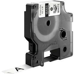 Dymo Labelling Tape Rhino Industrial Permanent Polyester 12mm x 5.5m Black on White