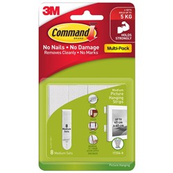 Command™ Picture Hanging Strips 5.4kg Medium, Pack of 8