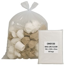 Plastic Rubbish Bag 80L 35 Micron HDPE Semi Transparent, Pack of 50