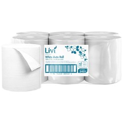 Livi Essentials Paper Towel Roll Auto 2 Ply White 160m 3451, Carton of 6