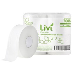 Livi Everyday 7006 Toilet Paper Jumbo 2 Ply 300m, Carton of 8 Rolls