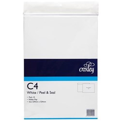 Croxley C4 Envelope Peel & Seal Wallet Flap White, Pack of 10 133117