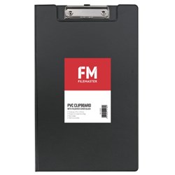 FM PVC Clipboard With Flap Foolscap Black