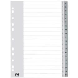 FM Index Dividers Tab A-Z A4 Polyprop Grey