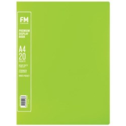 FM A4 Premium Display Book 20 Pockets Lime Green