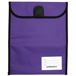 Warwick Homework Book Bag Hook & Loop Medium 290x360mm Purple