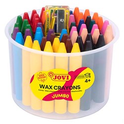Jovi Wax Crayons 12 Assorted Colours, Tub of 60