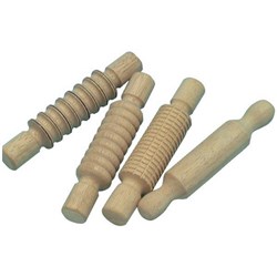 Wooden Rolling Pins Textured, Set of 4