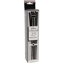 Coates Willow B25 Charcoal Sticks Medium, Pack of 25