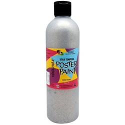 Five Star Tempera Poster Paint 500ml Glitter Silver
