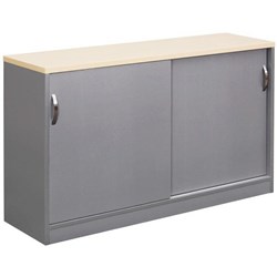 Spartan Credenza Sliding Doors 1200mm Maple & Silver
