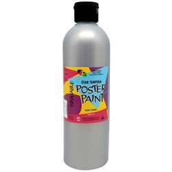 Five Star Tempera Poster Paint 500ml Bottle Metallic Silver