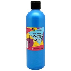 Five Star Tempera Poster Paint 500ml Bottle Metallic Blue