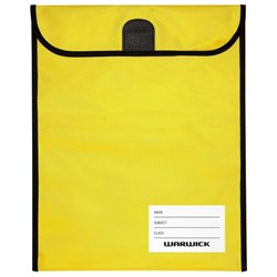 Warwick Homework Book Bag Large Hook & Loop Fastener Large 330x360mm Yellow