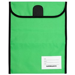 Warwick Homework Book Bag Large Hook & Loop Fastener Large 330x360mm Green