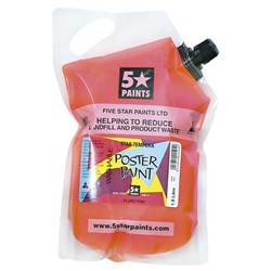Five Star Tempera Poster Paint 1.5L Pouch Fluoro Pink