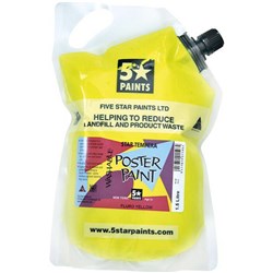 Five Star Tempera Poster Paint 1.5L Pouch Fluoro Yellow