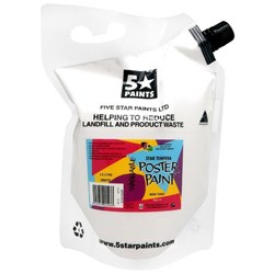 Five Star Tempera Poster Paint 1.5L Pouch White