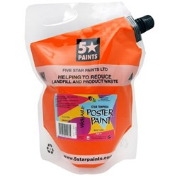 Five Star Tempera Poster Paint 1.5L Pouch Orange