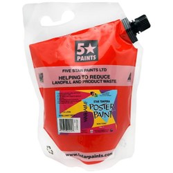 Five Star Tempera Poster Paint 1.5L Pouch Brilliant Red