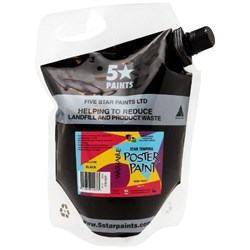 Five Star Tempera Poster Paint 1.5L Pouch Black