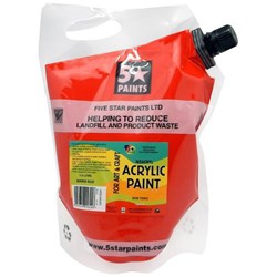 Five Star NZACRYL Acrylic Paint 1.5L Pouch Warm Red