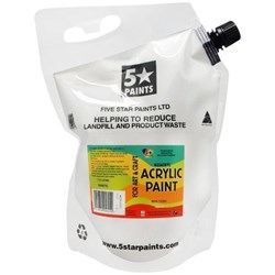 Five Star NZACRYL Acrylic Paint 1.5L Pouch White