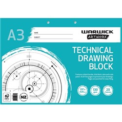 Warwick Artworx Technical Drawing Pad Refill A3 20 Leaves