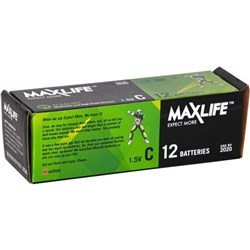 Maxlife C Alkaline Batteries, Box of 12