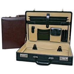 Leather Expanding Briefcase Black