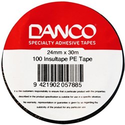 Danco 100 Insulation Tape 24mm x 30m Black, Carton of 24