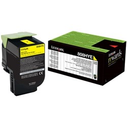 Lexmark 808HY 80C8HY Yellow Laser Toner Cartridge HIgh Yield