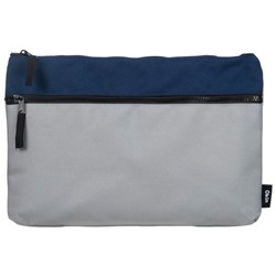 Okin Pencil Case Large Flat Two Zip Blue/Grey 340x230mm