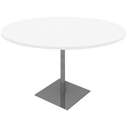 Meeting Table Round 900mm Silver Square Base Snowdrift White