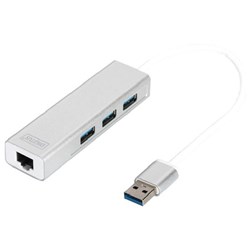 Digitus USB 3.0 Hub 3 Port With Gigabit LAN Adapter