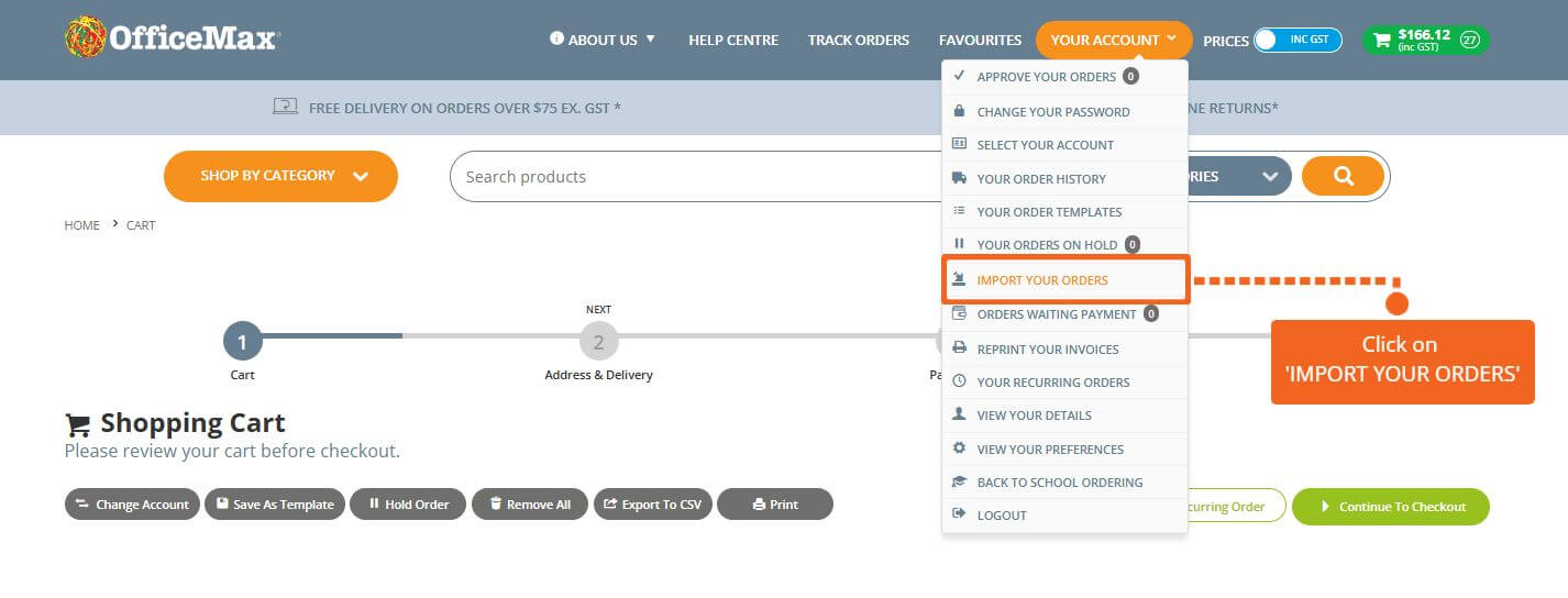 Click on 'IMPORT YOUR ORDERS'