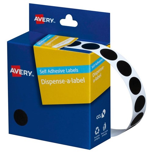 Avery Dot Dispenser Labels DMC14BL 14mm Black, Box of 1050