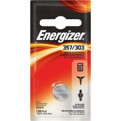 Energizer 303 357 Alkaline Battery, Card of 1