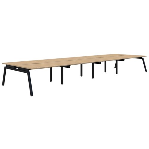 Accent Balance Angle 8 Pod Desk 1500x800mm Classic Oak/Black