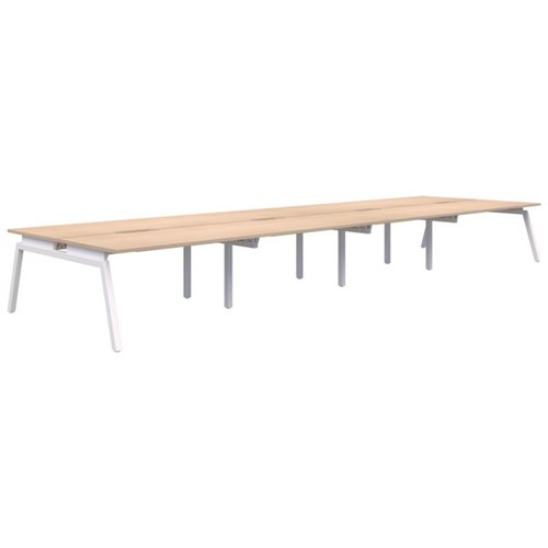 Accent Balance Angle 8 Pod Desk 1500x800mm Refined Oak/White