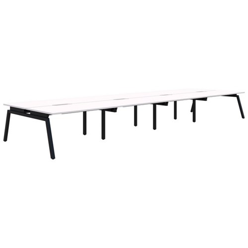 Accent Balance Angle 8 Pod Desk 1500x800mm Snow Velvet/Black