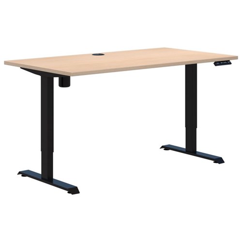 Accent Duo II Electric Desk 1500x800mm, Refined Oak/Black