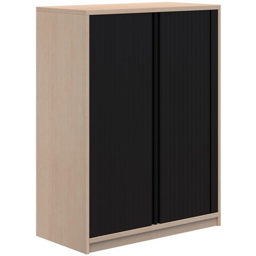 Mascot Tambour Lockable 900x1200mm Refined Oak with Black Doors