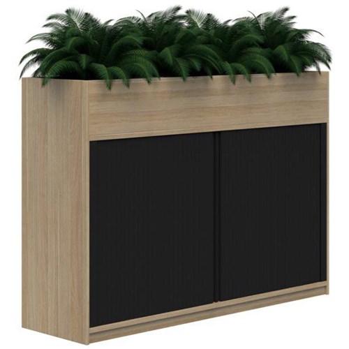 Mascot Planter Tambour 1800mm Classic Oak with Black Doors