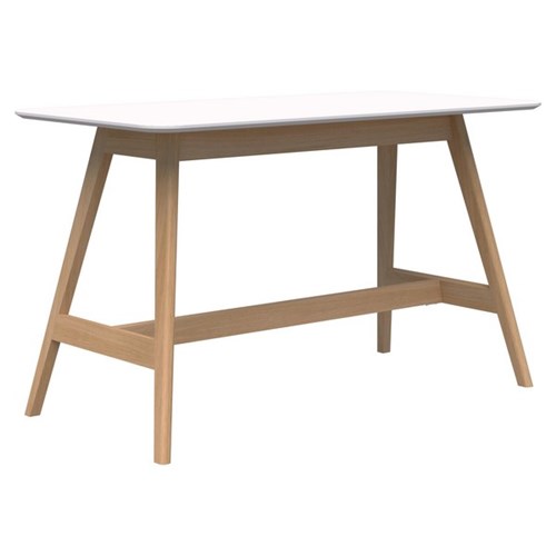 FIORD Bar Leaner 2400 x 1000 x 1050mm Snow Velvet Top with Solid Wood Base